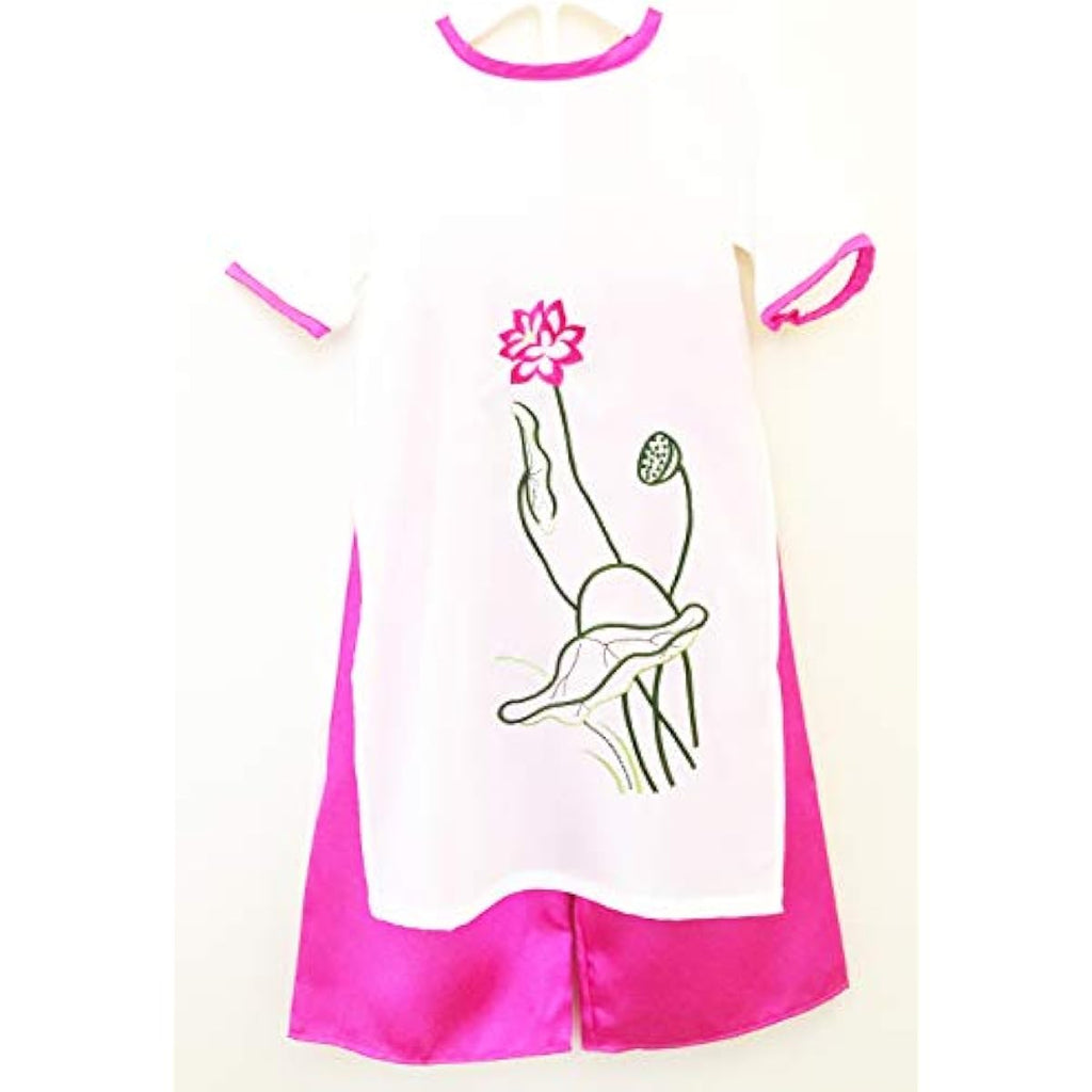VietnameseArtwork.com Ao Dai for Children - Size#1 (Smaller Than US 1T - This Size is for Infant from 5 to 10 Months Old) Ao Dai with Embroidered Lotus and Pink Pants