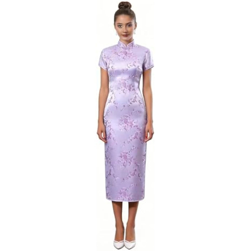 Chinese Women's Cheongsam Qipao Dress Slim Bodycon Exotic Long Split Dresses Wedding Costumes Gown Vintage Lunar New Year