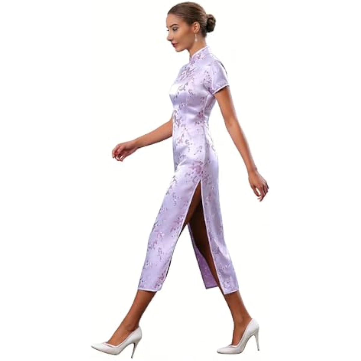 Chinese Women's Cheongsam Qipao Dress Slim Bodycon Exotic Long Split Dresses Wedding Costumes Gown Vintage Lunar New Year