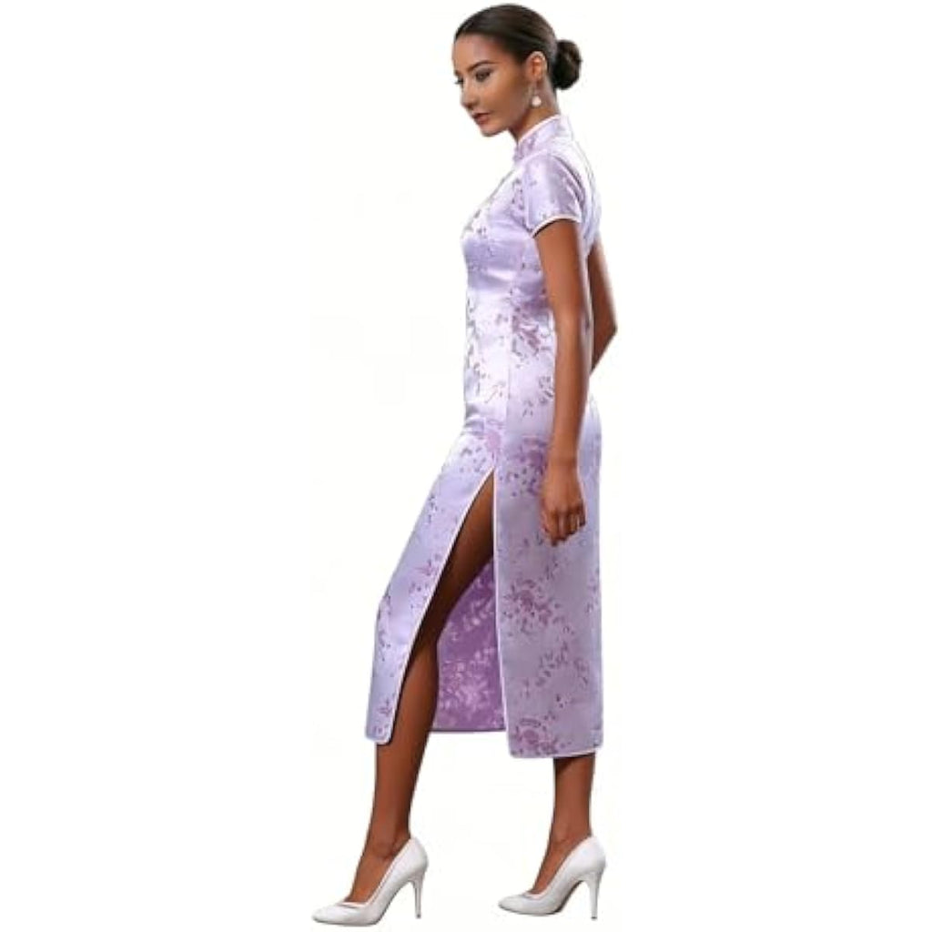 Chinese Women's Cheongsam Qipao Dress Slim Bodycon Exotic Long Split Dresses Wedding Costumes Gown Vintage Lunar New Year