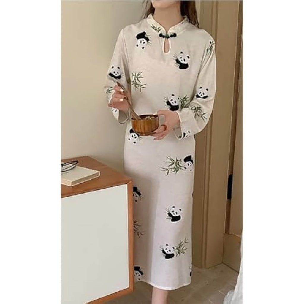 New Chinese Button Color Printed Retro Women's Short Sleeved Summer Loose and Niche Temperament Design Dress