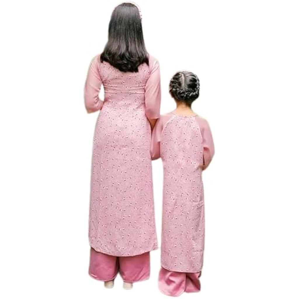 CuteSass Mom and Daughter Pink Hoa Matching Ao Dai Set with Headband| Pre-made Vietnamese Ao Dai| Lunar New Year