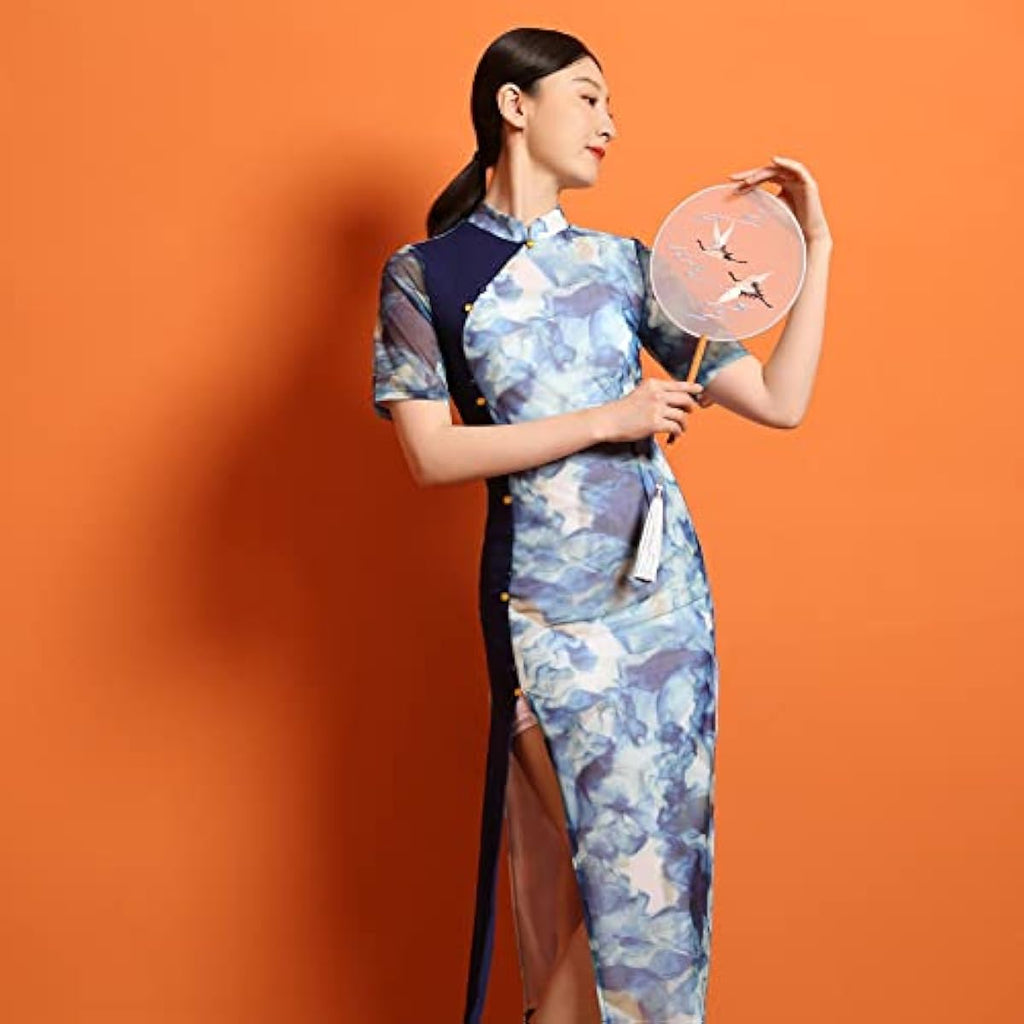 ROYAL SMEELA Qipao Dress for Women - Cheongsam Dress With Mandarin Collar and Slit - Chinese Traditional Clothes