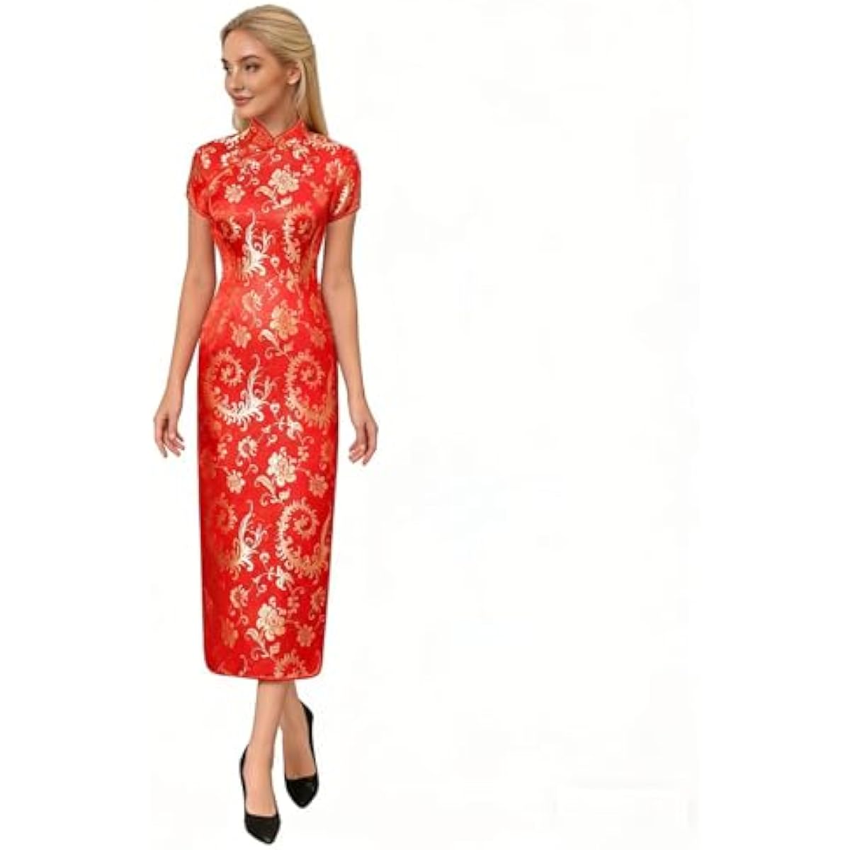 Chinese Women's Cheongsam Qipao Dress Slim Bodycon Exotic Long Split Dresses Wedding Costumes Gown Vintage Lunar New Year