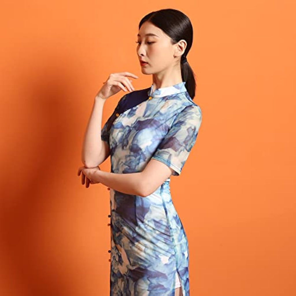 ROYAL SMEELA Qipao Dress for Women - Cheongsam Dress With Mandarin Collar and Slit - Chinese Traditional Clothes