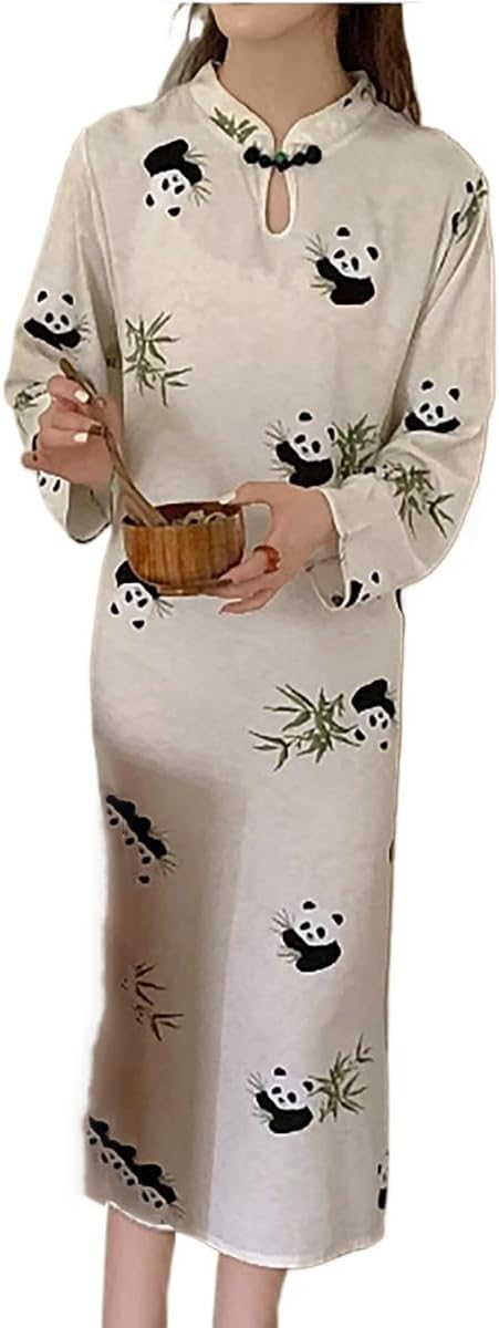 New Chinese Button Color Printed Retro Women's Short Sleeved Summer Loose and Niche Temperament Design Dress