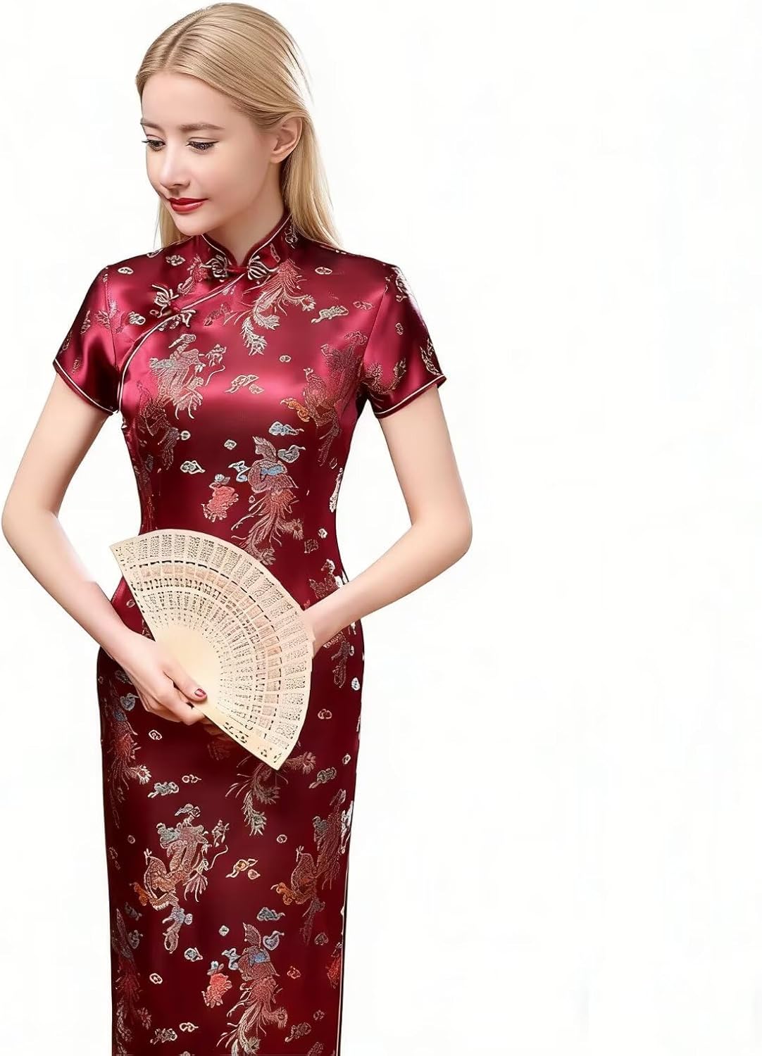 Chinese Women's Cheongsam Qipao Dress Slim Bodycon Exotic Long Split Dresses Wedding Costumes Gown Vintage Lunar New Year